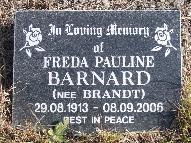 BARNARD Freda Pauline nee BRANDT 1913-2006