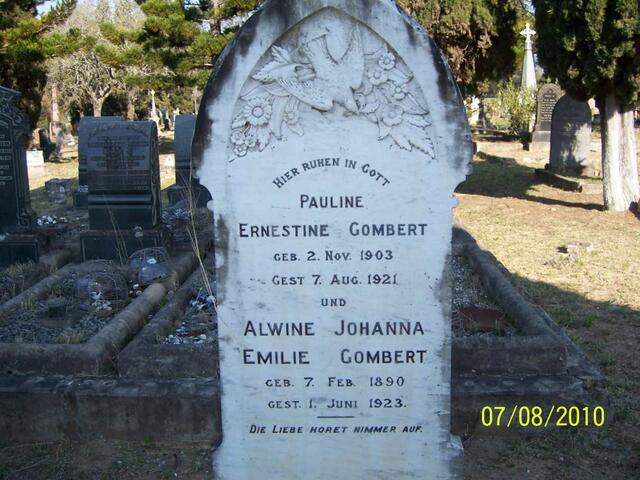 GOMBERT Pauline Ernestine 1903-1921 :: GOMBERT Alwine Johanna Emilie 1890-1923