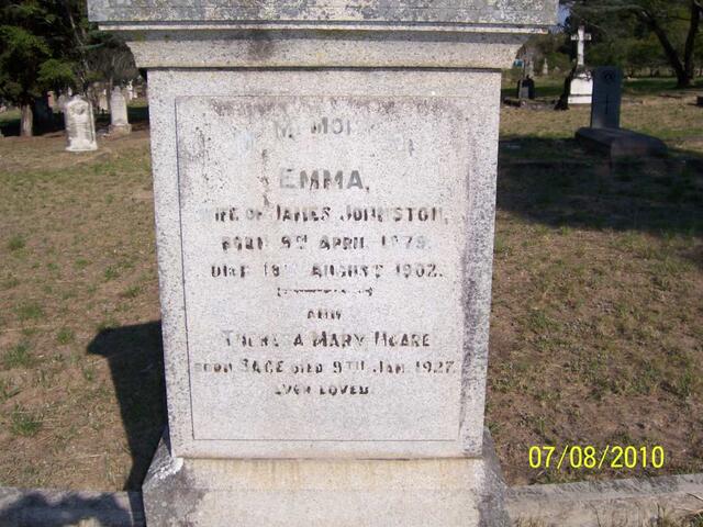 JOHNSTON Emma 1879-1902 :: HOARE Theresa Mary -1927