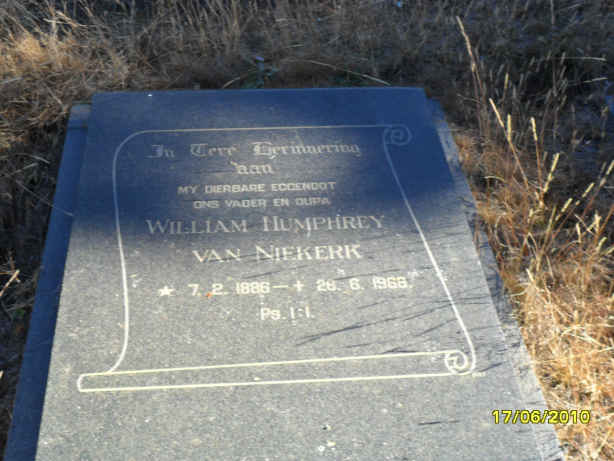 NIEKERK William Humphrey, van 1888-1968