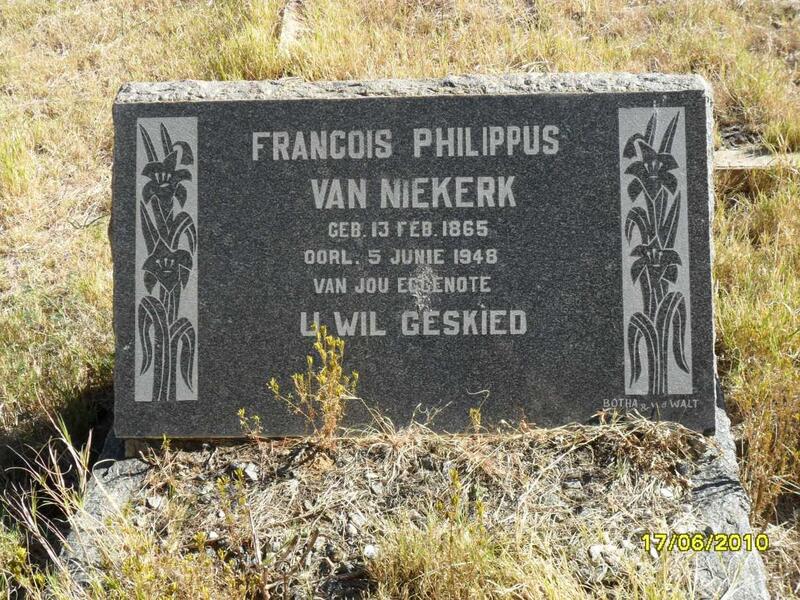NIEKERK Francois Philippus, van 1865-1948