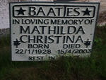 BAADJIES Mathilda Christina 1928-2003
