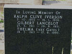 IVERSON Ralph Clive 1933-1936 :: IVERSON Gilbert Lancelot 1911-1951 :: IVERSON Thelma nee GATES 1913-1993