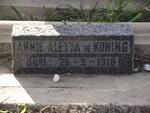KONING Annie Aletta, de -1918