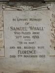 WHALL Samuel -1939 & Florence -1962