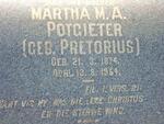 POTGIETER Martha M.A., nee PRETORIUS 1874-1964