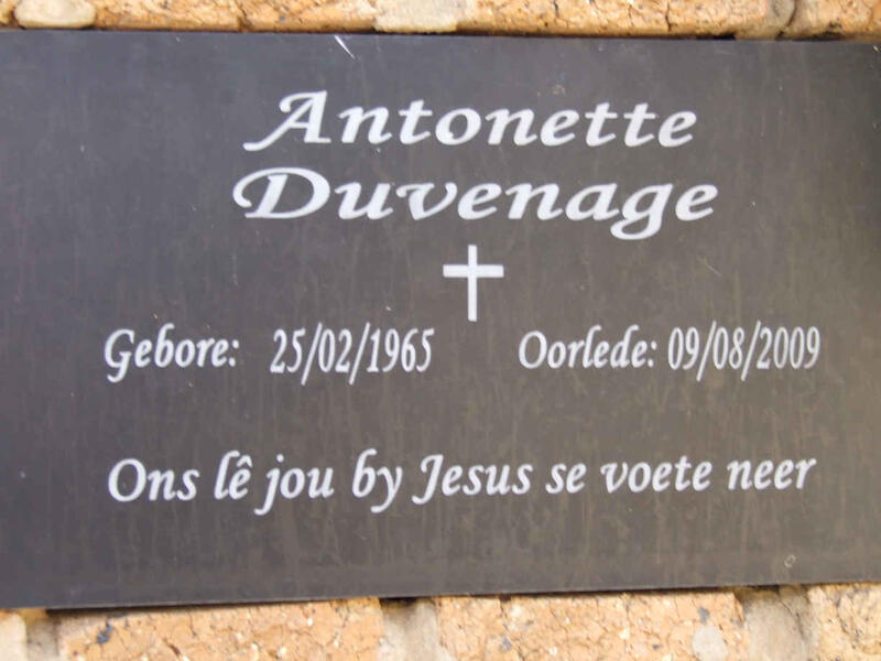 DUVENAGE Antonette 1965-2009