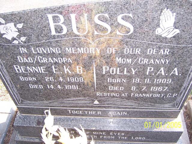 BUSS Bennie E.K.B. 1909-1981 & Polly P.A.A. 1909-1967