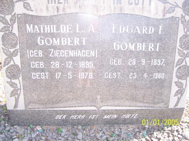 GOMBERT Eduard F. 1897-1960 & Mathilda L.A. ZIEGENHAGEN 1895-1978