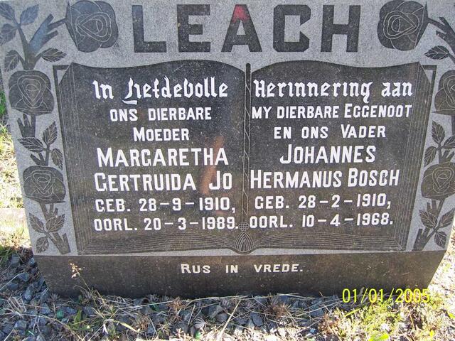 LEACH Johannes Hermanus Bosch 1910-1968 & Margaretha Gertruida Jo 1910-1989