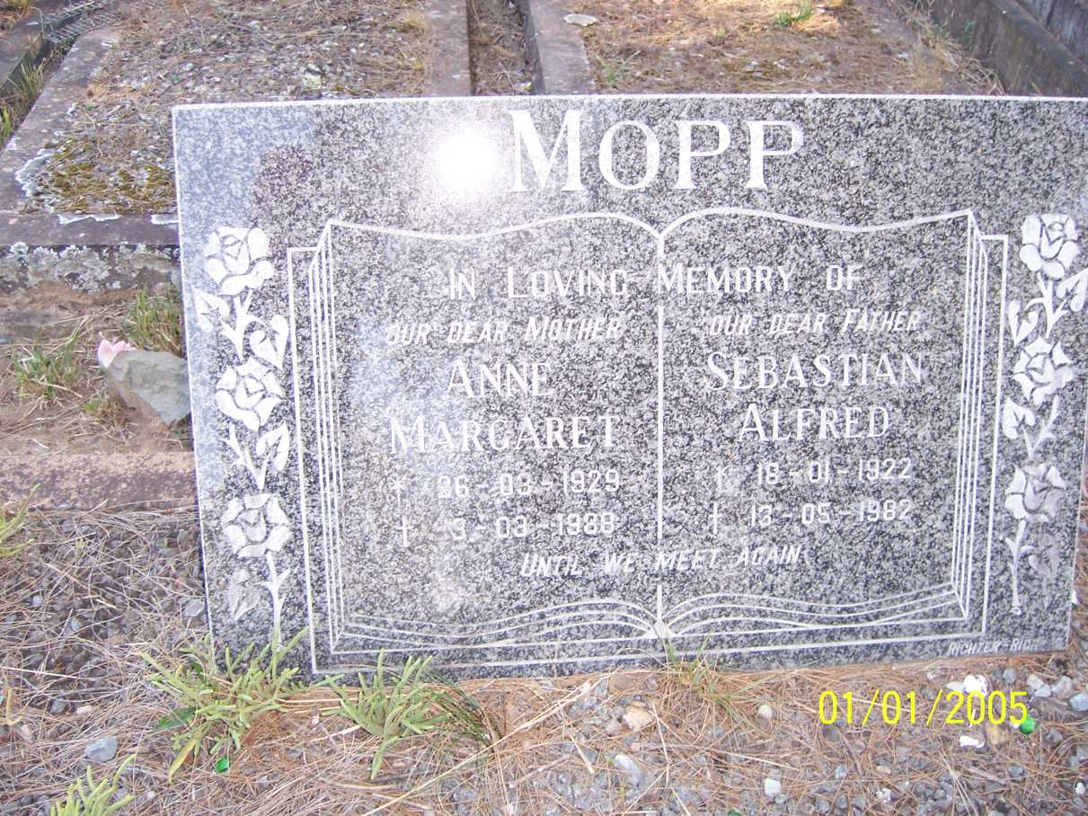 MOPP Sebastian Alfred 1922-1982 & Anne Margaret 1929-1988