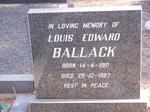 BALLACK Louis Edward 1910-1987