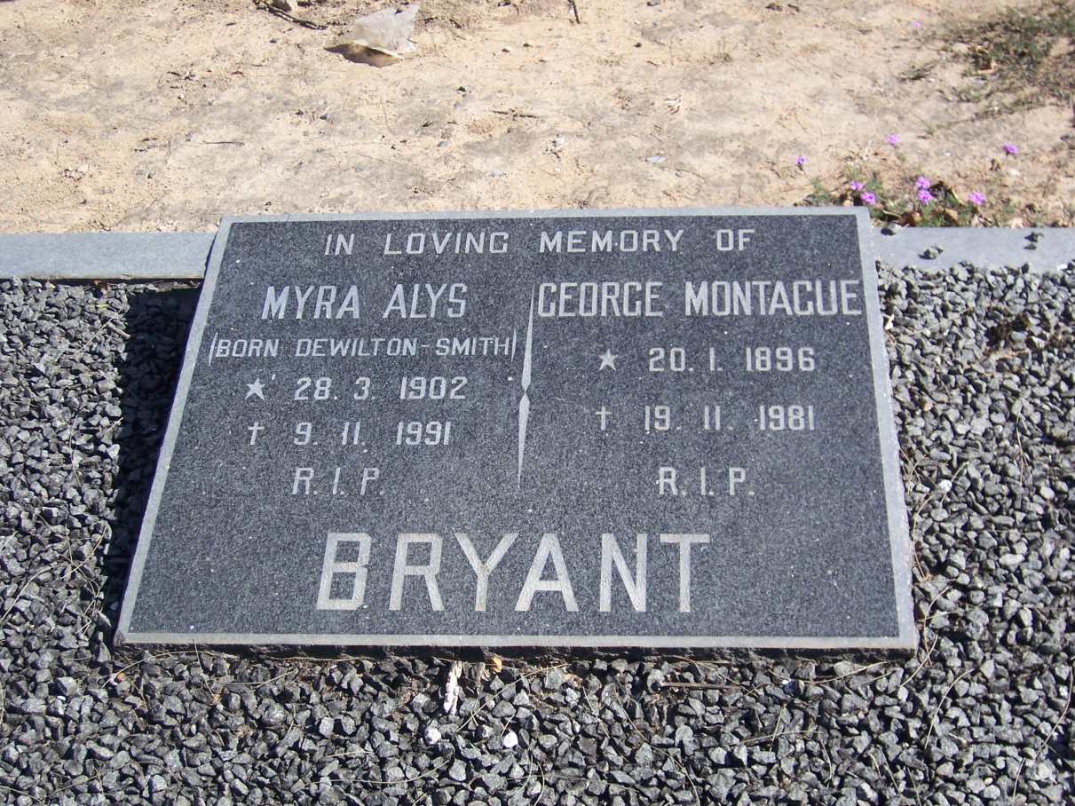 BRYANT George Montague 1896-1981 & Myra Alys DEWILTON-SMITH 1902-1991