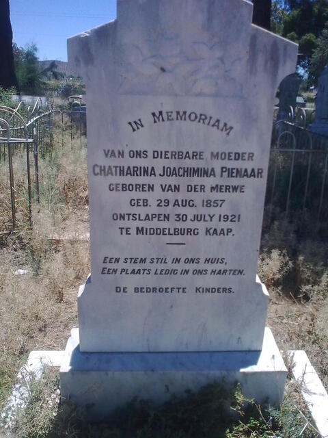 PIENAAR Chatharina Jaochimina nee VAN DER MERWE 1857-1921