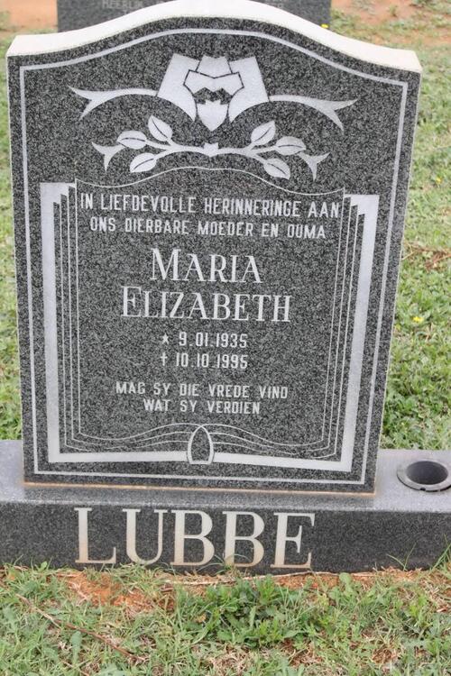 LUBBE Maria Elizabeth 1935-1995