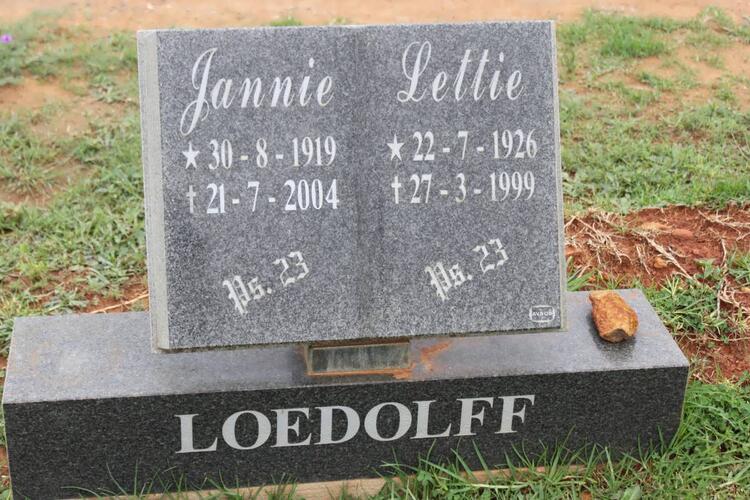 LOEDOLFF Jannie 1919-2004 & Lettie 1926-1999