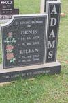 ADAMS Denis 1929-2001 & Lilian 1923-2006