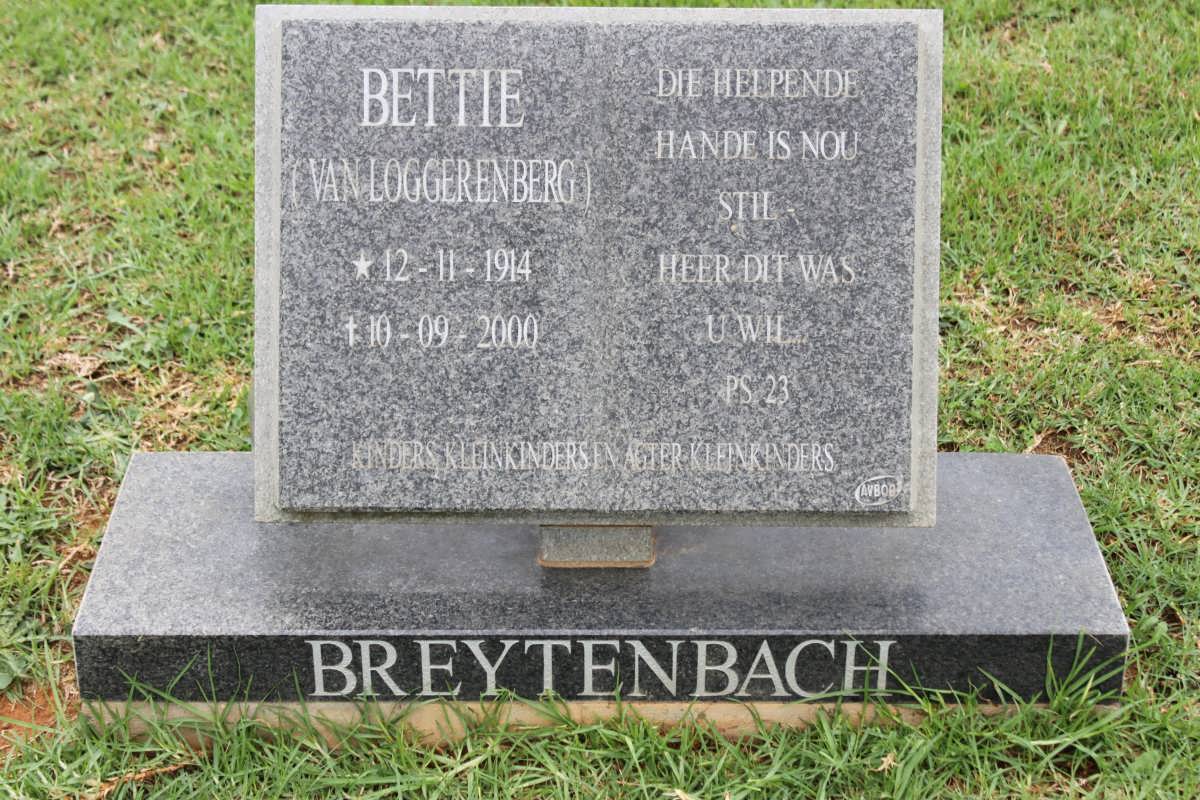 BREYTENBACH Bettie nee VAN LOGGERENBERG 1914-2000