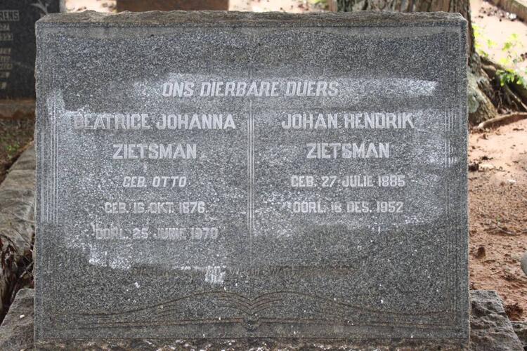 ZIETSMAN Johan Hendrik 1885-1952 & Beatrice Johanna OTTO 1876-1970