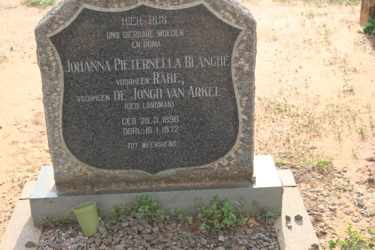 BLANCHÉ Johanna Pieternella, formerly RABE, formerly DE JONGH VAN ARKEL nee LANDMAN 1896-1972