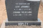 HOPLEY Gert Johannes 1926-1977 & Johanna Wilhelmina 1905-1979