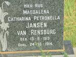 RENSBURG Magdalena Catharina Petronella, Jansen van 1913-1914
