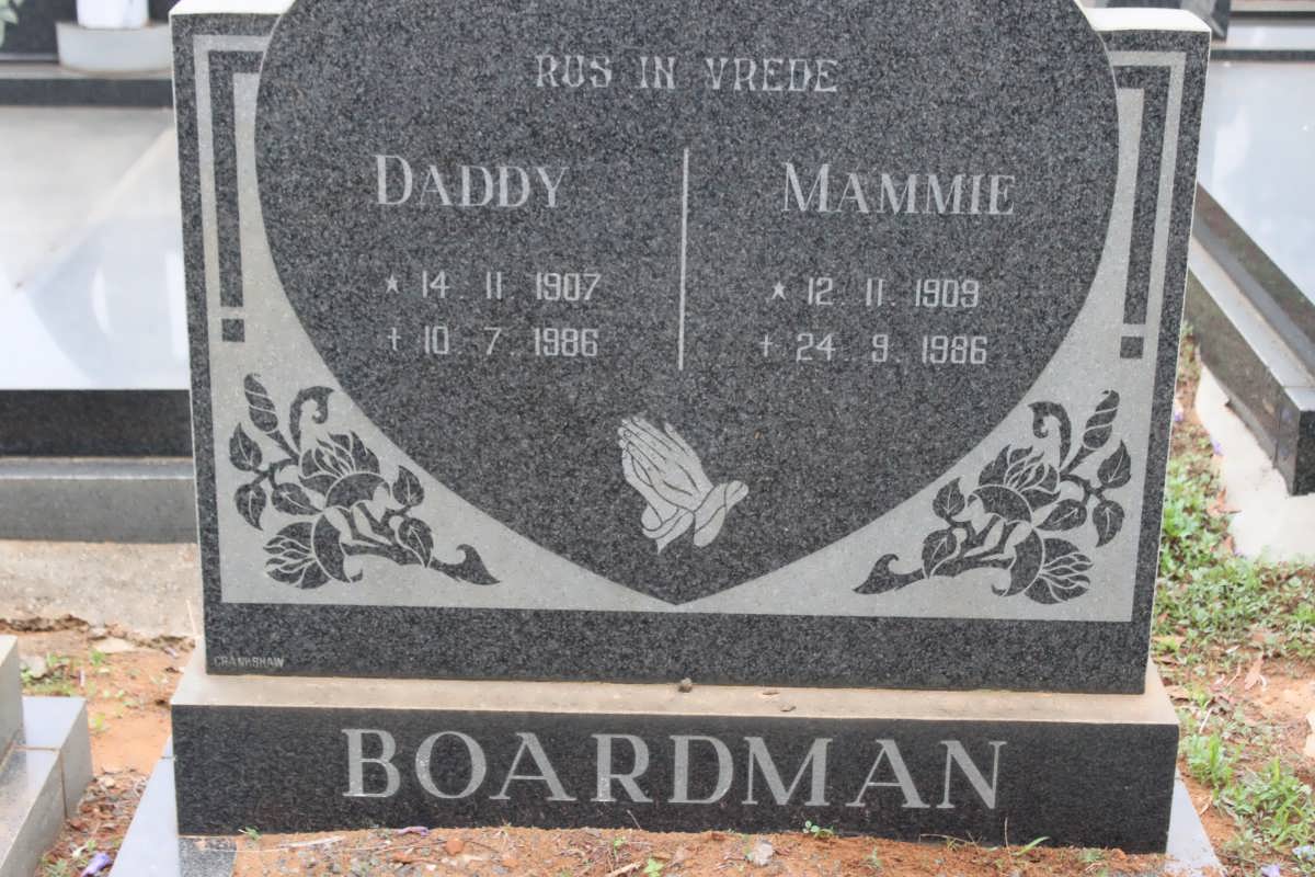 BOARDMAN Daddy 1907-1986 & Mammie 1909-1986