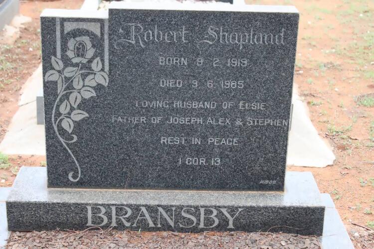 BRANSBY Robert Shapland 1919-1985