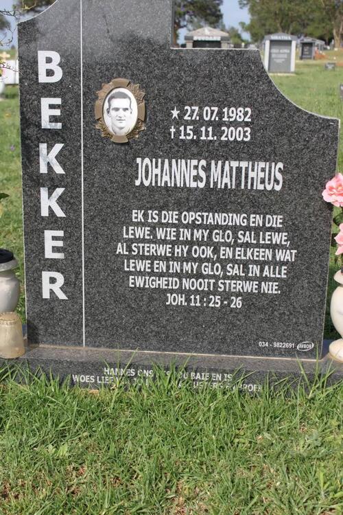 BEKKER Johannes Mattheus 1982-2003