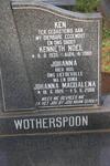 WOTHERSPOON Kenneth Noel 1935-1980 & Johanna Magdalena 1926-2006
