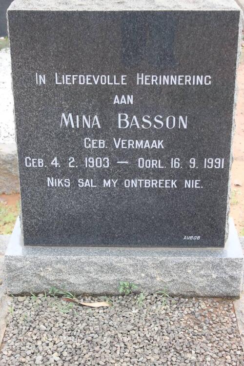 BASSON Mina nee VERMAAK 1903-1991