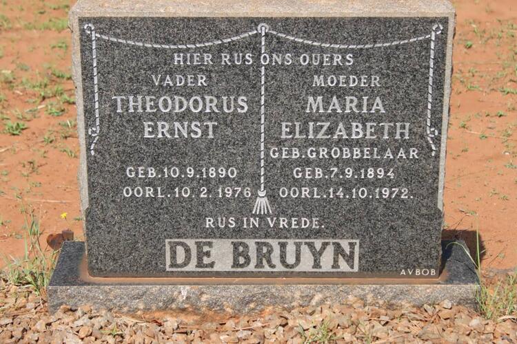 BRUYN Theodorus Ernst, de 1890-1976 & Maria Elizabeth GROBBELAAR 1894-1972
