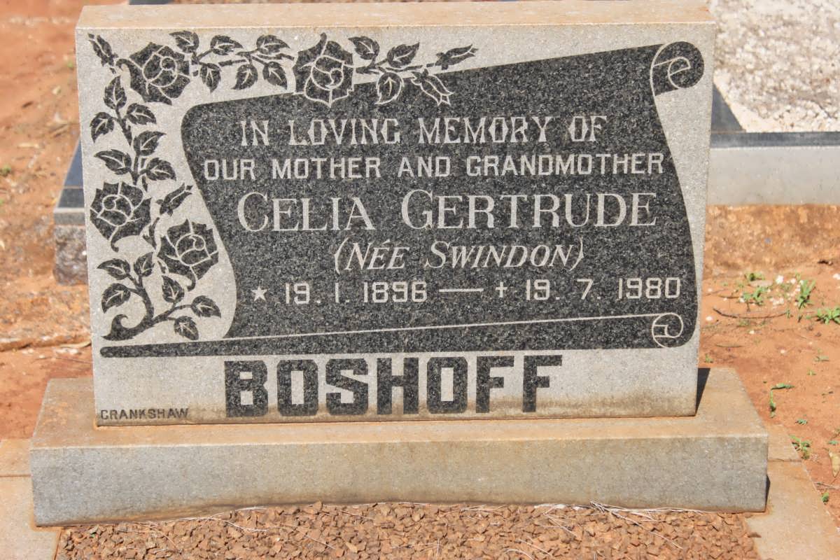 BOSHOFF Celia Gertrude nee SWINDON 1896-1980