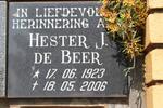 BEER Hester J. de 1923-2006