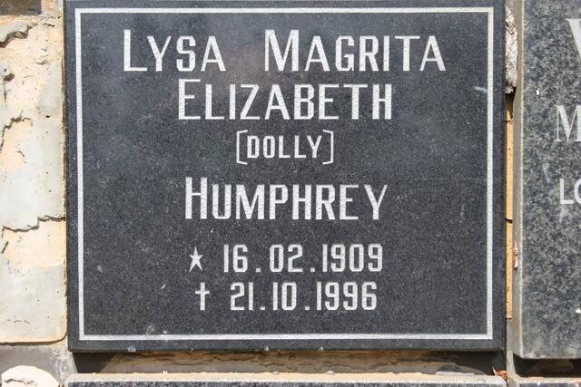 HUMPHREY Lysa Magrita Elizabeth 1909-1996