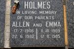 HOLMES Allen 1906-1982 & Emma 1909-1985