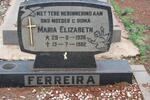 FERREIRA Maria Elizabeth 1936-1982