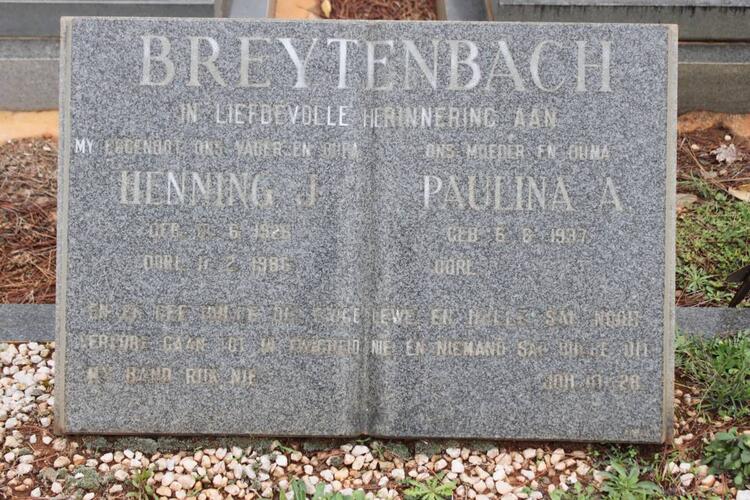 BREYTENBACH Henning J. 1928-1986 & Paulina A. 1937-