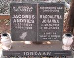 JORDAAN Jacobus Andries 1907-1998 & Magdalena Johanna 1918-1995