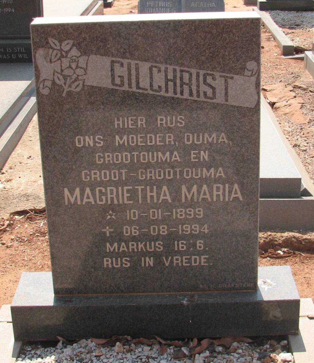 GILCHRIST Magrietha Maria 1899-1994