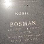 BOSMAN Kosie nee LUUS 1920-2002