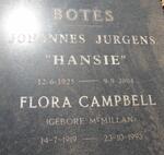 BOTES Johannes Jurgens 1925-2004 & Flora Campbell McMILLAN 1919-1993
