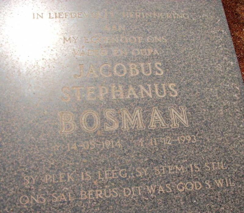 BOSMAN Jacobus Stephanus 1914-1993