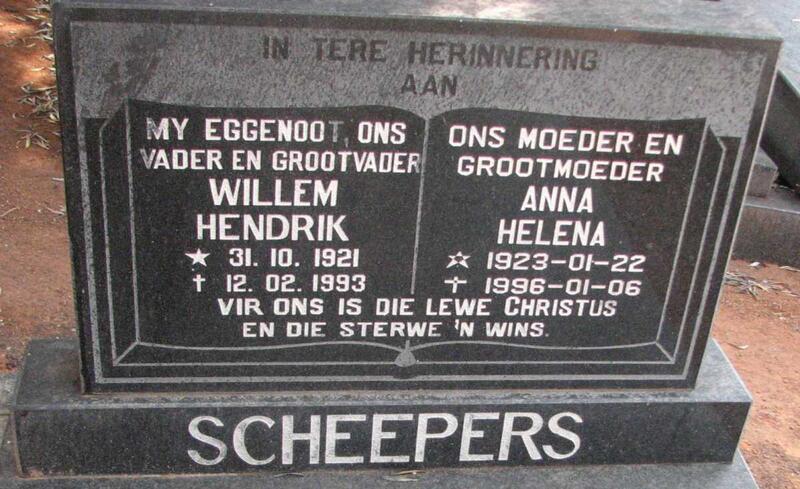SCHEEPERS Willem Hendrik 1921-1993 & Anna Helena 1923-1996