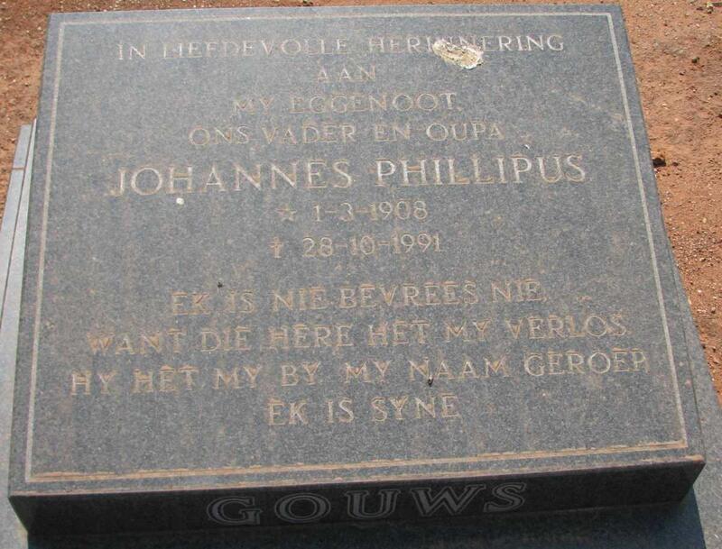 GOUWS Johannes Phillipus 1908-1991
