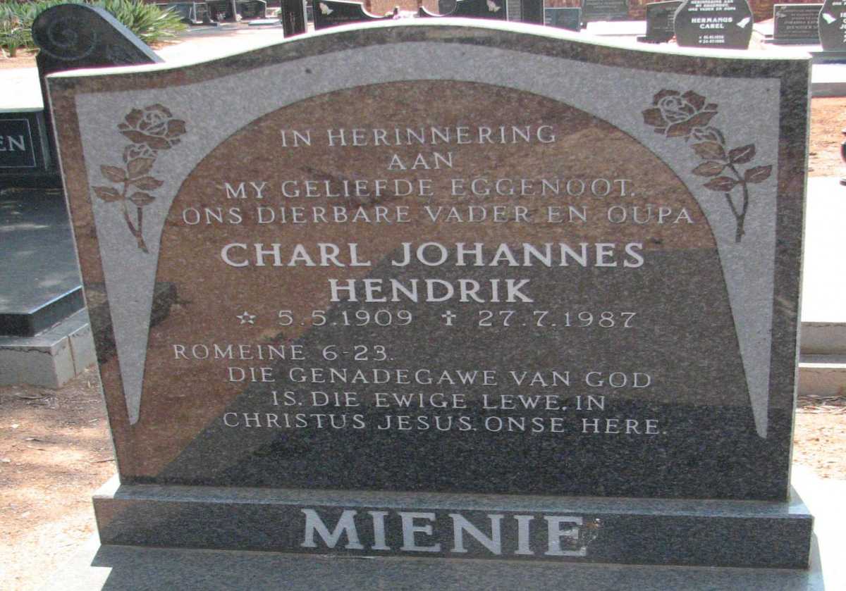 MIENIE Charl Johannes Hendrik 1909-1987