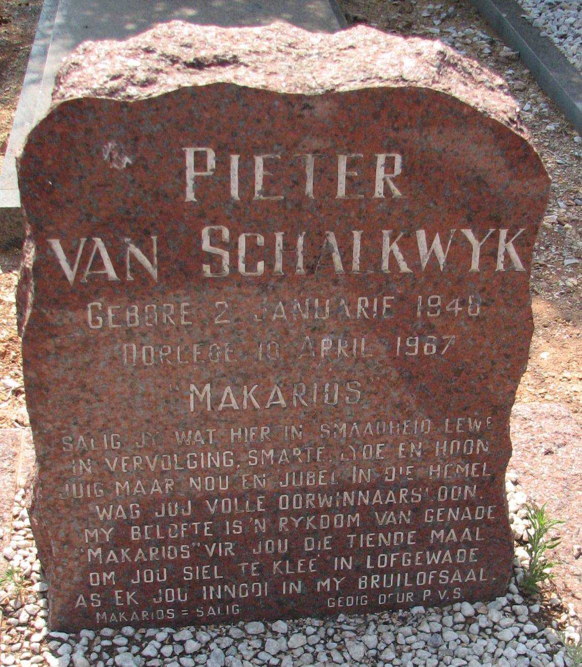 SCHALKWYK Pieter, van 194?-1987