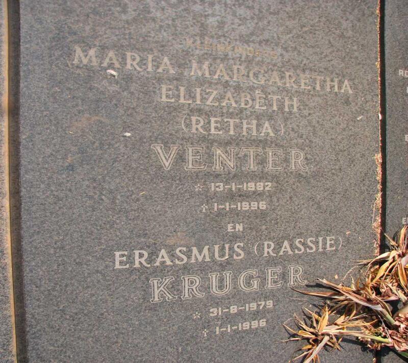 KRUGER Erasmus 1979-1996 :: VENTER Maria Margaretha Elizabeth 1982-1996