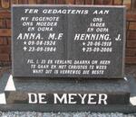 MEYER Henning J., de 1918-2006 & Anna M.F. 1924-1984