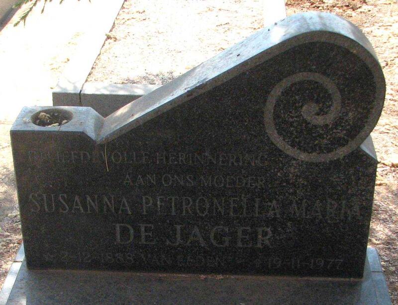 JAGER Susanna Petronella Maria, de nee VAN EEDEN 1988-1977